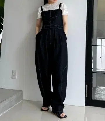 willfully 비대칭 패치워크 데님 올인원