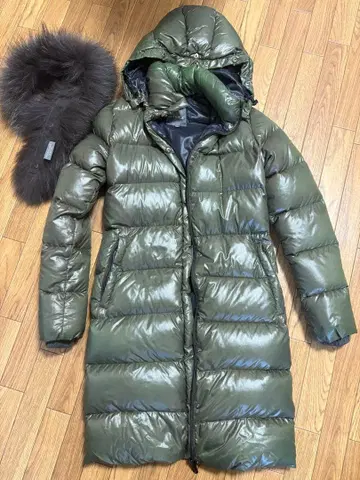 DUVETICA 다운 롱 코트 38 카키 올리브 그린