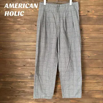 [ 아메리칸 홀릭 ] 체크 무늬 하운드투스 와이드 팬츠 L