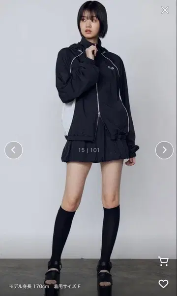 EMODA 나일론 집업 블루종 스커트 셋업