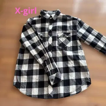 엑스걸 X-girl 플란넬 셔츠 체크 스타 패턴 별