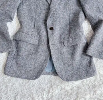 새상품급 해리스 트위드 테일러드 자켓 헤링본 크루미 버튼 L 상당