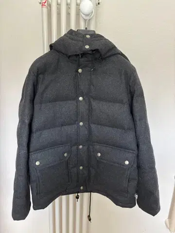 그레이 다운 자켓 울 혼방