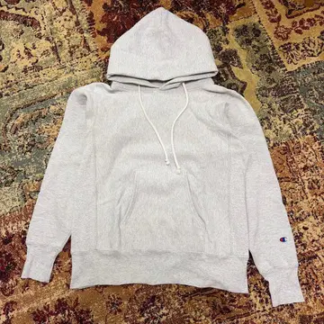 Champion 리버스 위브 빨간색 택 USA 후드티 M 실버 그레이