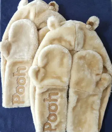 디즈니 푸우 머플러 팬캡 후드 장갑