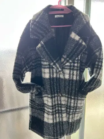 [ 미사용품 ] 체크 무늬 롱 코트