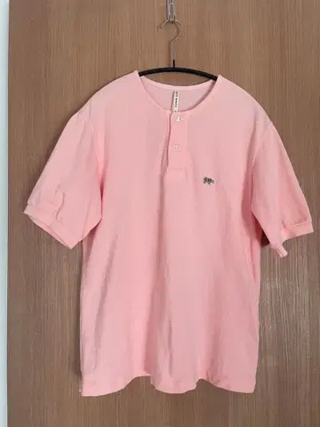 SCYE BASICS 핑크 헨리넥 피케 셔츠 반팔