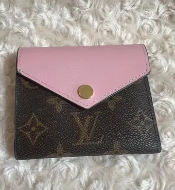 이단 접이식 지갑 핑크/브라운