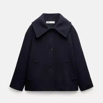 [ 클리닝 완료 ] ZARA 숏 울 블렌드 코트 네이비