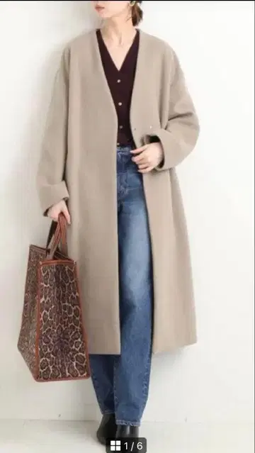 새상품급 IENA MANTECO 노카라 롱 코트 베이지