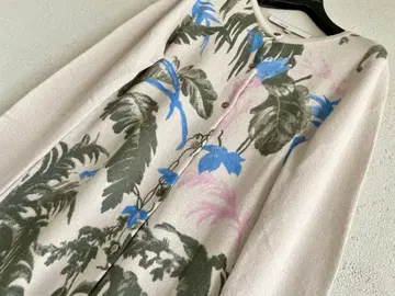 캐시미어 100% 보타니컬 프린트 니트 가디건 플라티나 메이메이