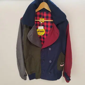 M 사이즈 빈티지 Y2K 업 스마일 트리코롤 더블 브레스트