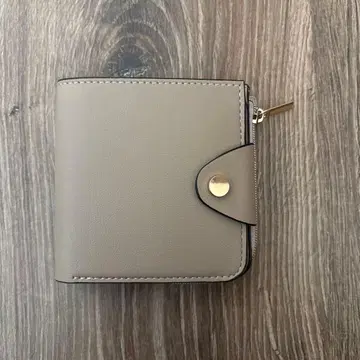 그레이 이단 접이식 지갑 합성 피혁