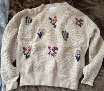 chambre 꽃무늬 자수 니트 스웨터 F 사이즈