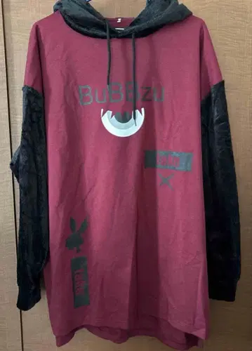 BuBBzu 버건디 후드 부착 후드티 L 사이즈