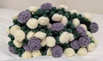 핸드메이드 말린 장미 부케 담요 무릎담요