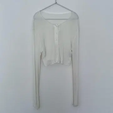 화이트 얇은 소재 크롭 가디건