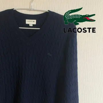 LACOSTE 네이비 V넥 니트