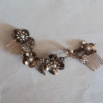 꽃 모티브 헤어 액세서리 골드 계열 웨딩