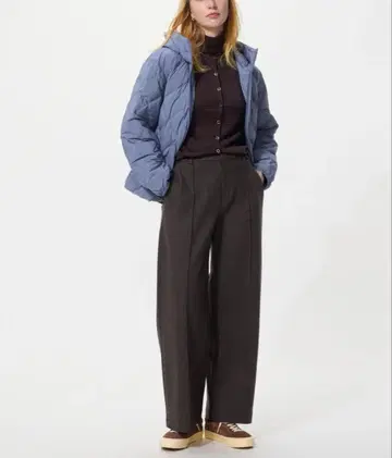 [ 미사용 새상품 ] UNIQLO 브러쉬드 저지 와이드 팬츠 다크 브라운