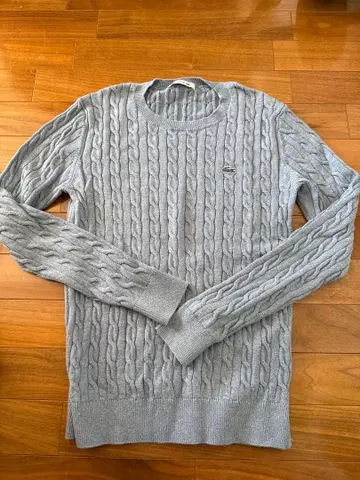 LACOSTE 블루 케이블 짜임 스웨터 40