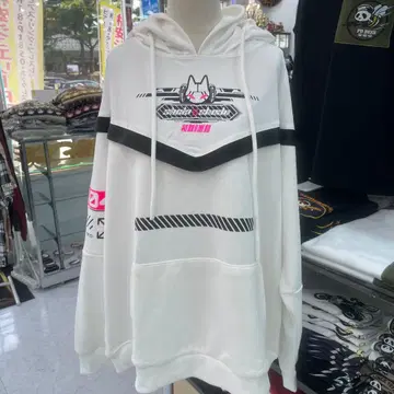 (3) 화이트 오버 사이즈 후드 부착 후드티