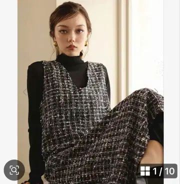 fifth 믹스 컬러 트위드 점프수트 M 사이즈