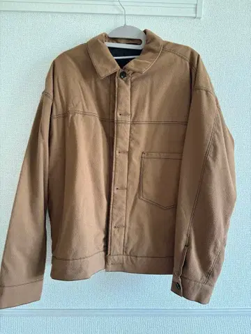 브라운 두꺼운 원단 자켓 버튼 프론트