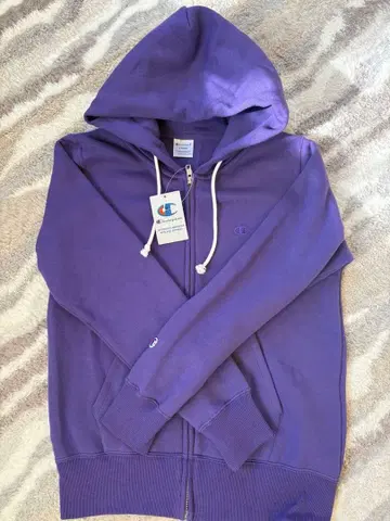 Champion 퍼플 집업 후드티 L