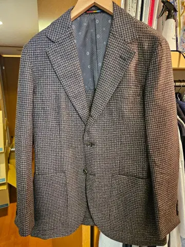 오리히카 레다제 체크 무늬 테일러드 자켓 브라운 계열