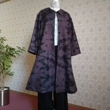 오시마 명주 기모노 리메이크 롱 코트