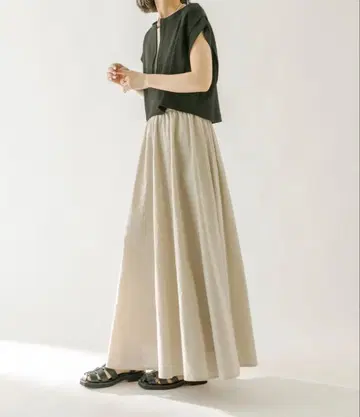 mystic 슬리브리스 플레어 탱크 원피스 SET 블랙 베이지