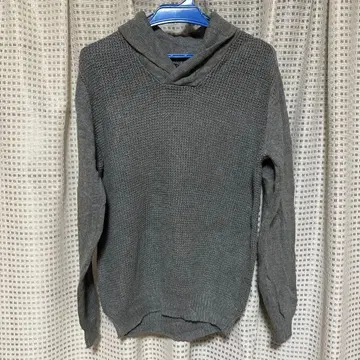 2/MEN 후드 부착 그레이 짜임 니트 M