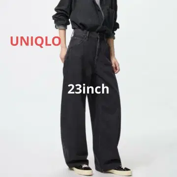 새상품급 UNIQLO 유니클로 배기 커브 청바지 다크 그레이 23인치