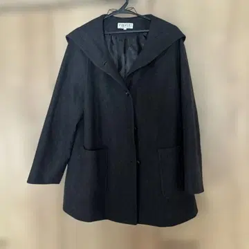 VINVERAT 후드 부착 울 코트 다크 그레이