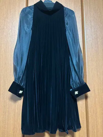 블랙 벨벳 쉬폰 원피스