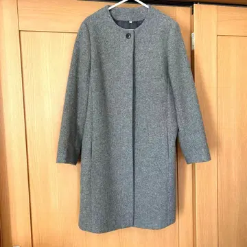 무인 노카라 롱 코트 울 코트