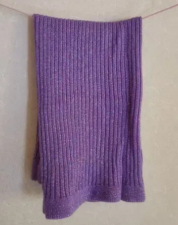 울 100% 라메 믹스 보라색 리브 복대 L 사이즈