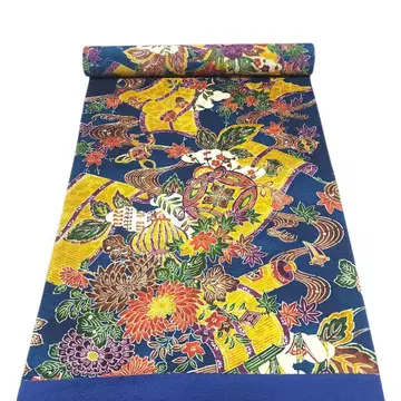 꽃무늬 네이비 나고야 오비 홍가타 미사용 새상품 오비 기모노 일본 의류