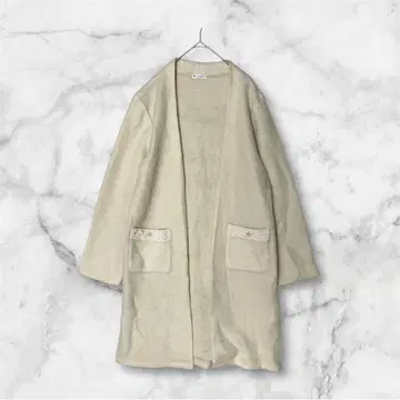 엑시즈팜 M 롱 가디건 버튼리스 레이스 워셔블 페미닌