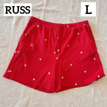 RUSS [ L ] 빨간색 별 패턴 숏팬츠 하프 팬츠 홈웨어 룸웨어