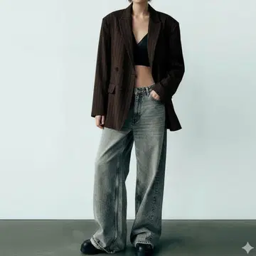 ZARA 오버 사이즈 테일러드 자켓 블레이저 BROWN