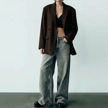 ZARA 오버 사이즈 테일러드 자켓 블레이저 BROWN