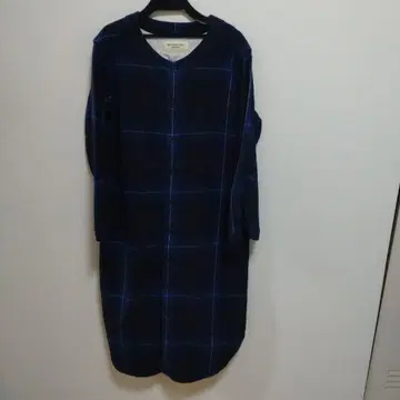 BEAMS BOY 네이비 체크 무늬 롱 셔츠 원피스