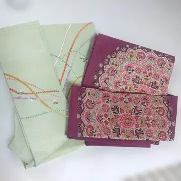 나고야 오비 2점 적자색 옐로우 그린