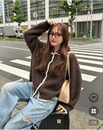 바이컬러 니트 가디건