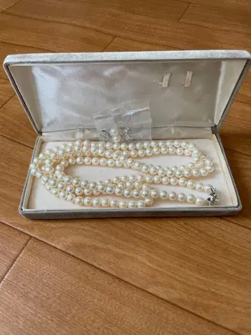 펄 목걸이 이중으로 감는 약 90cm 케이스 포함