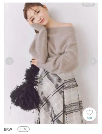 SNIDEL 폭스 알파카 오프숄더 풀오버 완판템