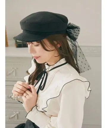 튤 리본 헌팅 캡