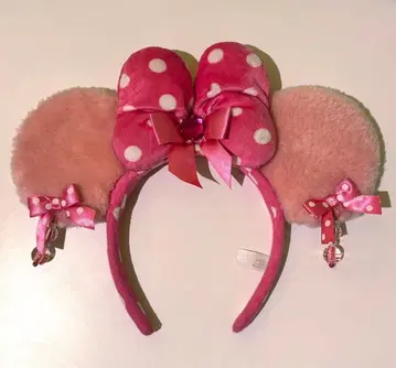 디즈니 귀찌 도트 리본 머리띠 핑크